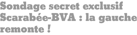 Sondage secret exclusif Scarabée-BVA : la gauche remonte !